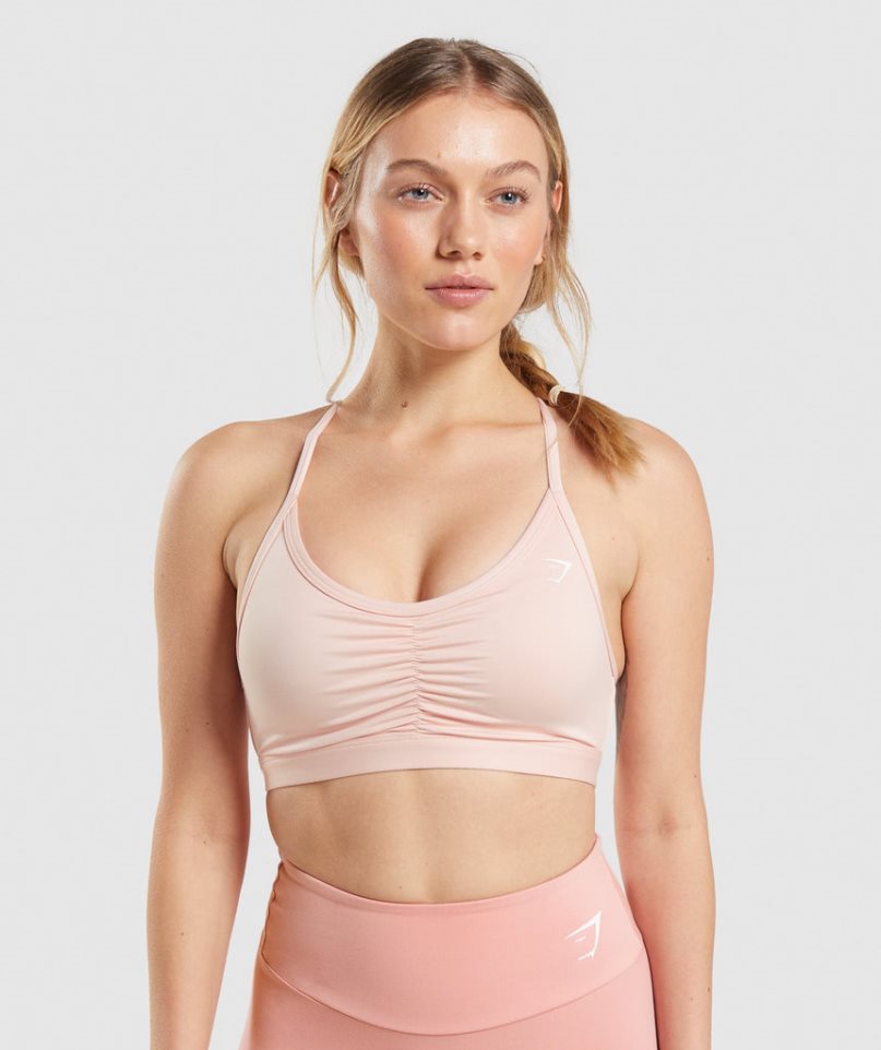 Women\'s Gymshark Ruched Sports Bra Light Pink | CA 1D8630